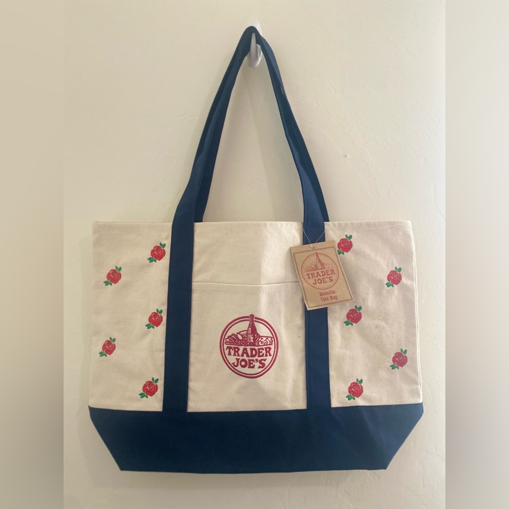 NWT Trader Joe’s  Canvas Tote with embroidery - Picture 2 of 9